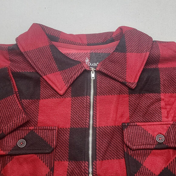 Cuddl Duds Flannel Fleece Half-Zip Pullover Women's Shacket-Red Check Size L NEW - Picture 4 of 7